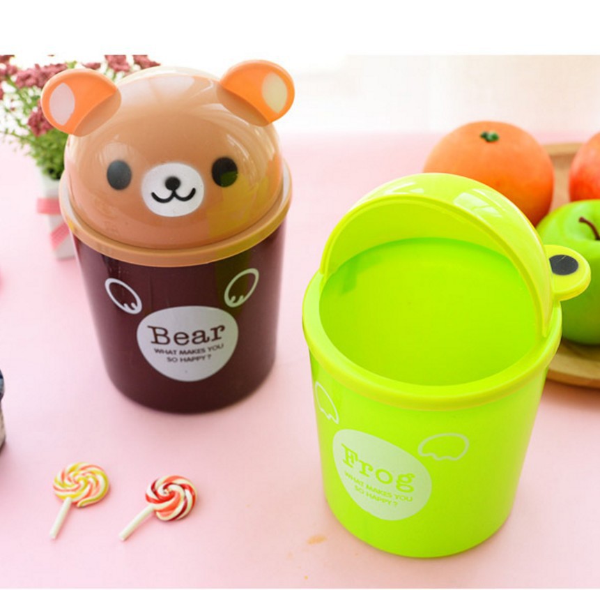 Hot Sale Cartoon Waste Bins Trumpet Desktops Mini Creative Covered Kitchen Living Room Trash Can Basura