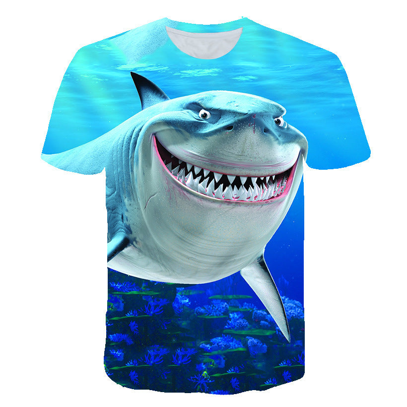 Summer Boy T-shirt Ocean Shark 3d Printed Children's Clothing Pullover