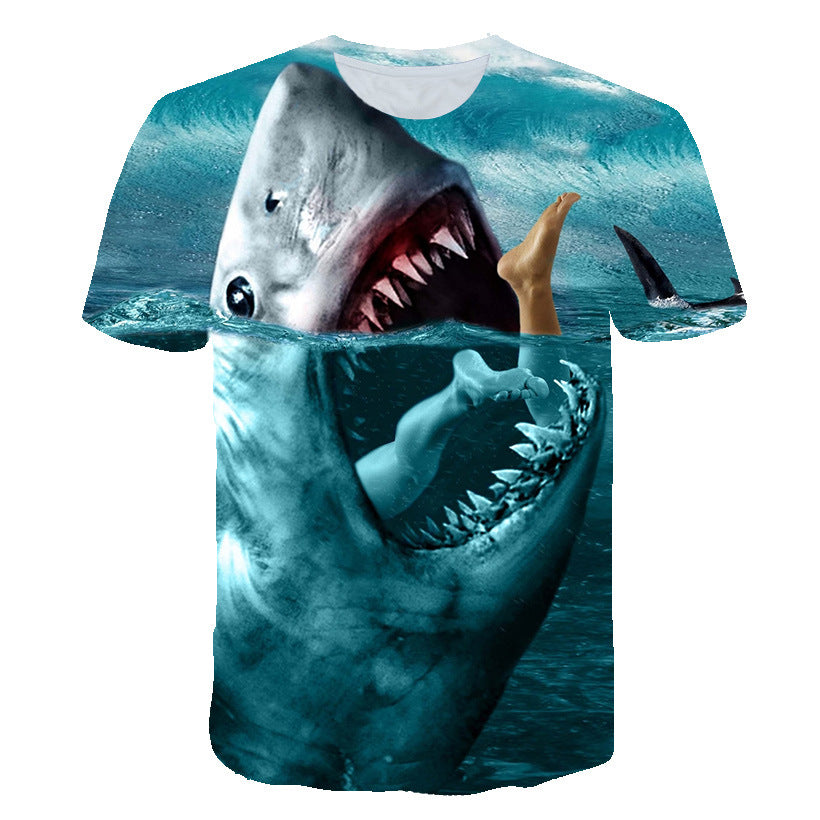 Summer Boy T-shirt Ocean Shark 3d Printed Children's Clothing Pullover