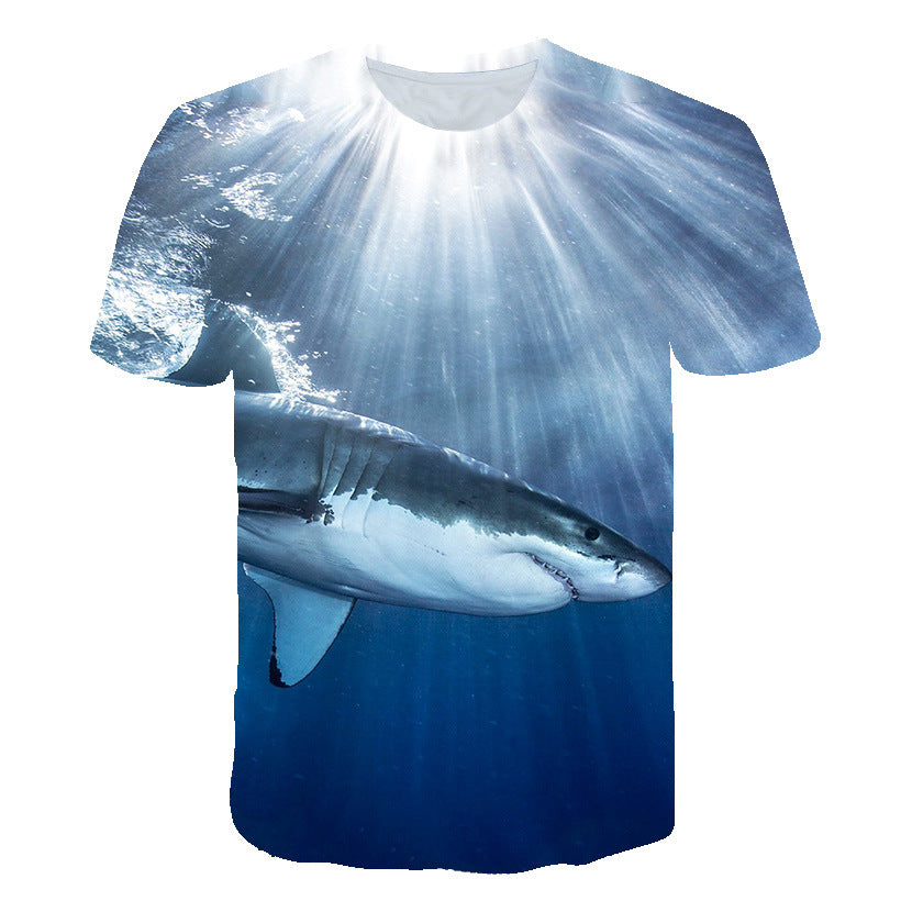 Summer Boy T-shirt Ocean Shark 3d Printed Children's Clothing Pullover