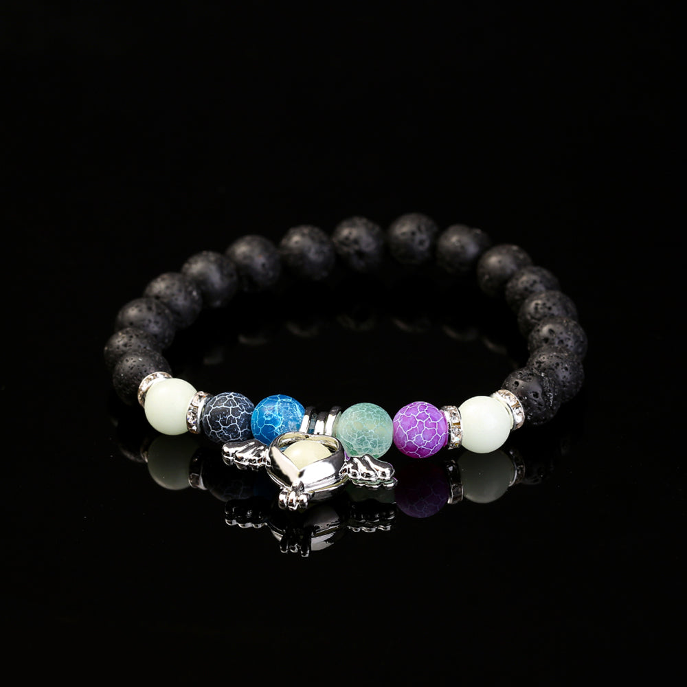 Volcanic Stone Colored Turquoise Luminous Beads Bracelet