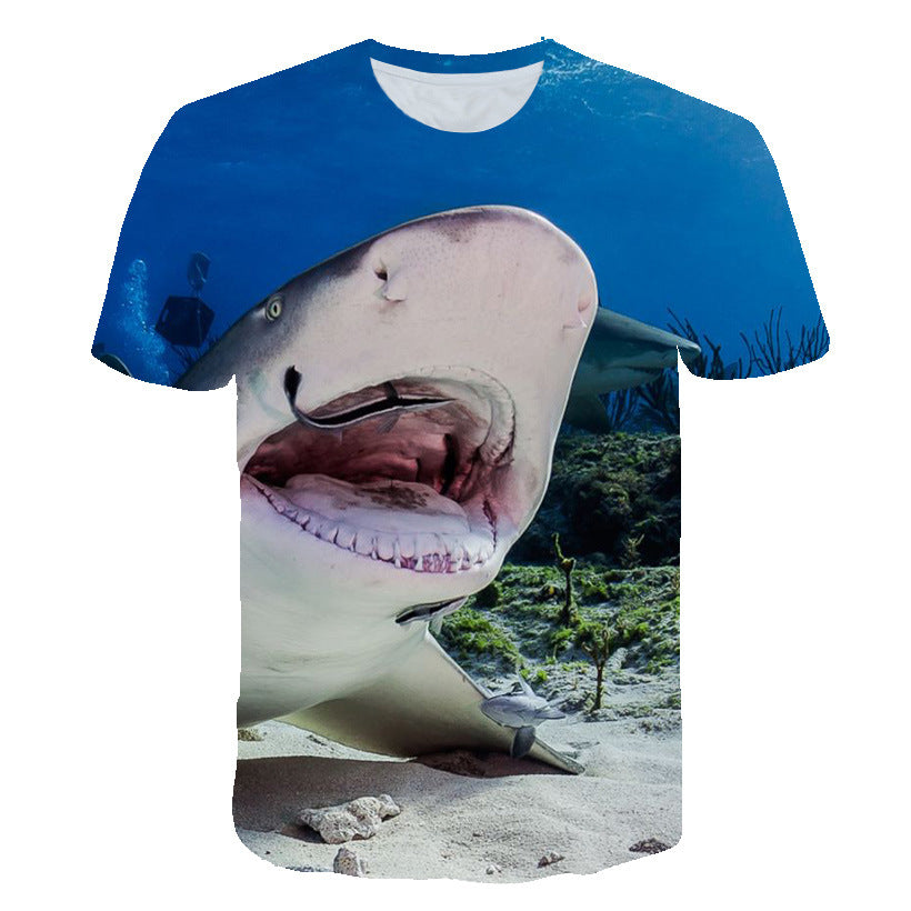 Summer Boy T-shirt Ocean Shark 3d Printed Children's Clothing Pullover