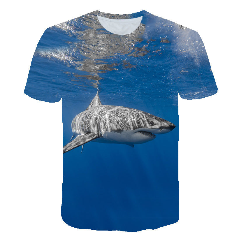 Summer Boy T-shirt Ocean Shark 3d Printed Children's Clothing Pullover