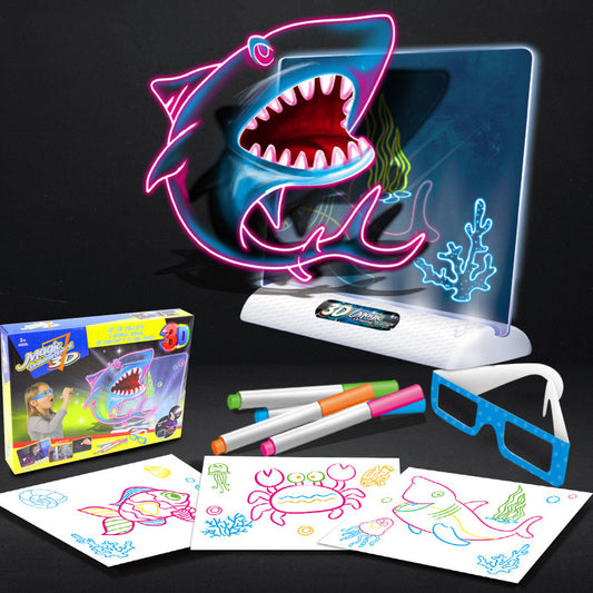 Magic 3D Drawing Board LED Light Effects Puzzle Drawing Pad Kids Painting Educational Toys Children Grow Playmates Creative Gift