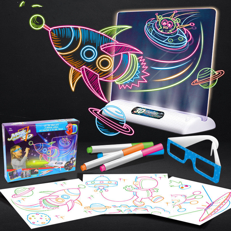 Magic 3D Drawing Board LED Light Effects Puzzle Drawing Pad Kids Painting Educational Toys Children Grow Playmates Creative Gift